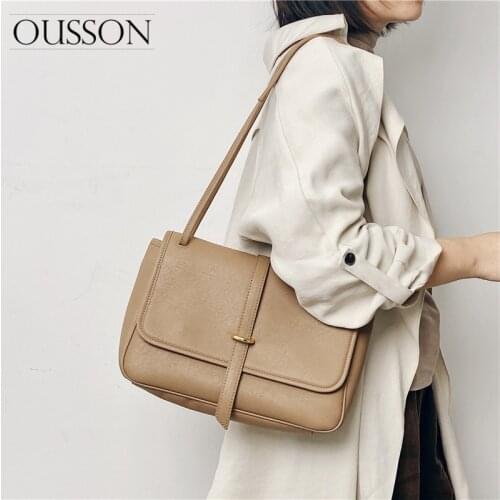 OUSSON 2021 New Design Soft Leather Large Capacity One-Shoulder Bag Fashion Messenger Bag Multifunctional Tote For Women