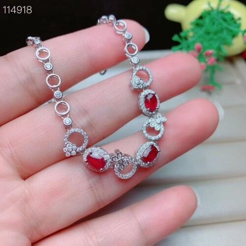 New Design Natural and Real Fashion Ruby Bracelet 925 Sterling Silver Ruby Bracelet Wedding Jewelry