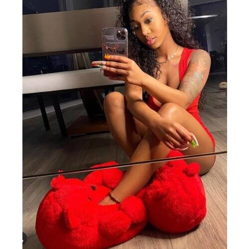 Wholesale Teddy bear slippers fuzzy teddy Slippers House teddy bear slippers