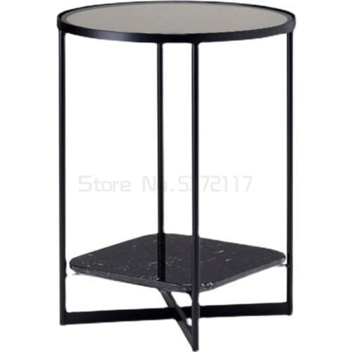 Nordic side table small tea table very simple sofa side table tempered glass double-layer creative round table