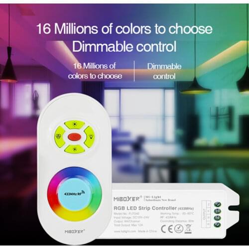 Miboxer DC12V 24V 433MHz Single Color/Dual White CCT /RGB LED Strip Controller Dimmable Brightness Adjustable lamp tape dimmer