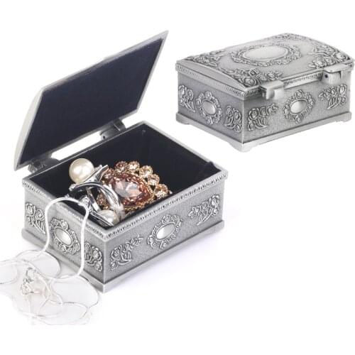 Stylish Fashion Treasure Chests Shape Tin Jewelry Ring Box Gift Case Antique Crystal Candy Storage Organizer trinket box