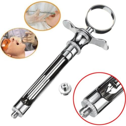 1.8ML Dental Teeth Oral Syringe Aspirating Syringes With Head Stainless Steel Dentist Lab Instruments Tools