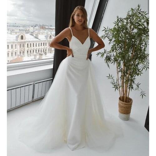 Wedding Dresses With removable skirt Mermaid Sweetheart Spaghetti Strap Bridal Gowns Saperate Train Elegant Backless Gorgeous