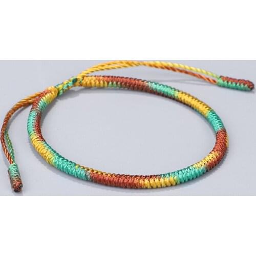 Tibetan Buddhist Handmade Knots Lucky Rope Bracelet Women Men Yoga Meditation Braided Jewelry Gradient Bangle