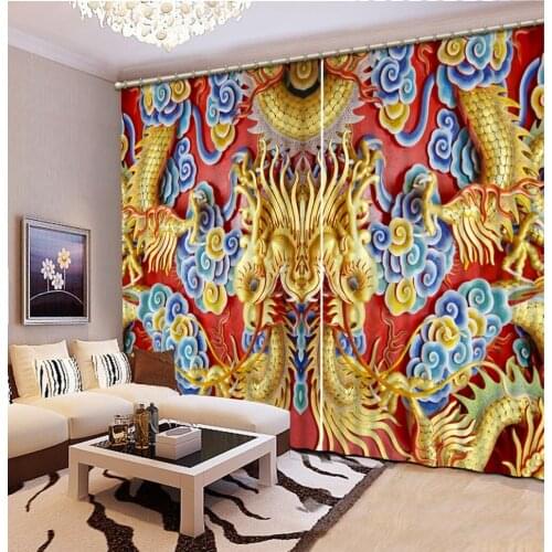 Dragon Pattern Full Light Shading 3D Curtains for Bedroom Living Room Curtains Accept Customization any size CL-009