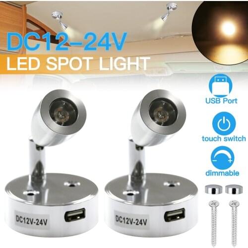 1/2 Pcs 12-24V Interior LED Reading Spot Light 360 Degree RV Boat Caravan Motorhome Bedside Wall Lamp