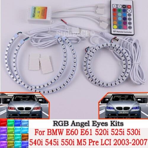 High quality DRL Angel Eyes LED RGB CCFL SMD headlight 4 ring set For BMW E60 E61 520i 525i 530i 540i 545i M5 Pre LCI 2003-2007