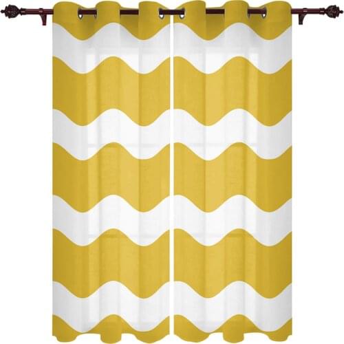 Yellow Ripple Stripes Waves Window Curtains Kitchen Bedroom Drapes Home Decor Luxury Living Room Backdrop Curtain