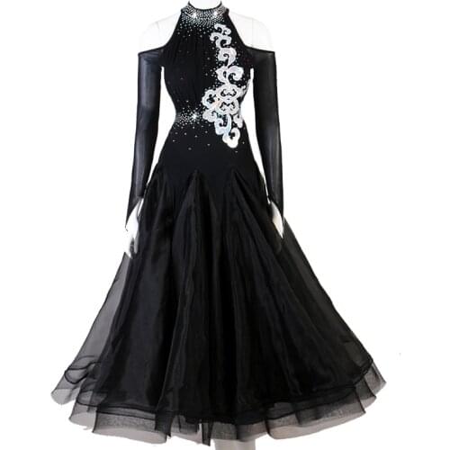 Women Modern Dance Rhinestone Dress Ballroom National Standard Waltz Dancing Competition Performance Costume