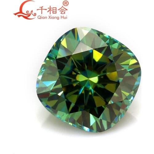8*8mm cheapest green color with yellow light cushion shape moissanites loose stone