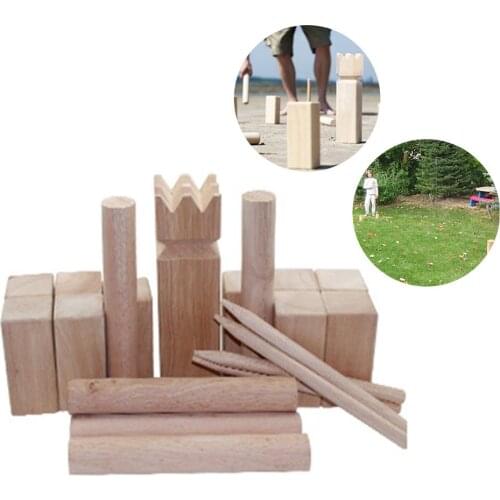 1 Set Wooden Lawn Leisure Game Toys for KUBB Outdoor Sports Game Toy Set King and Soldier Lawn Toys Recreation