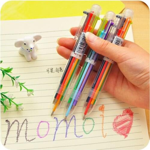 1 Piece 6 Colors Classical Multifunctional Graffiti Press Ball Pen Drawing Painting Ballpoint Pen Kids School Stationery