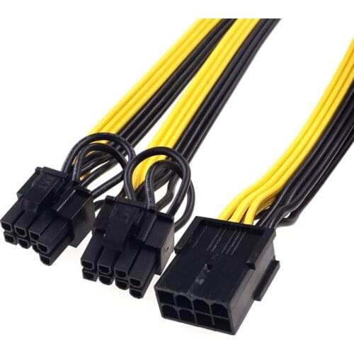 100 pcs GPU PCI-E PCIE 8p Plug to Dual 8 pin 6+2 p Receptacle GPU Graphics Video Card Power Adapter Cable 18AWG RoHS