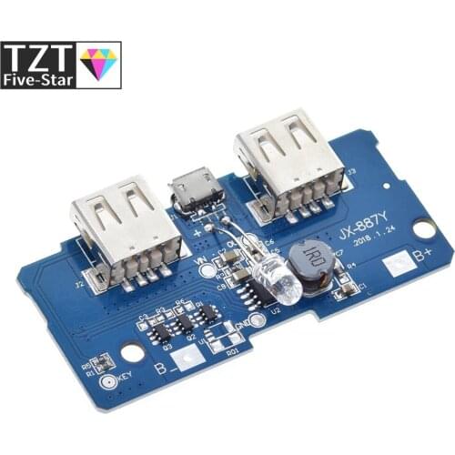 18650 Dual Micro USB 3.7V to 5V 2A Boost Mobile Power Bank DIY 18650 Lithium Battery Charger PCB Board Step Up Module With Led