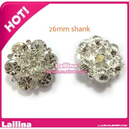 26mm Clear Acrylic Rhinestone Button With Shank Embellishments For Flower Centers Stock053