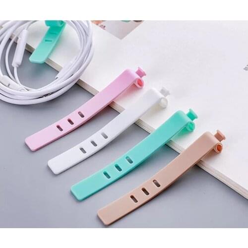 4Pcs Silicone Cable Organizer USB Data Winder Wire Organizer Protector Fixing Frame Office Fixing Desk Set Accessories Supplies