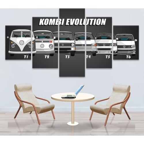 5 Panel Vintage Retro Hot VW Bus Sports Car Classic Wall Art Posters Canvas Decoration Pictures HD Prints Paintings Home Decor