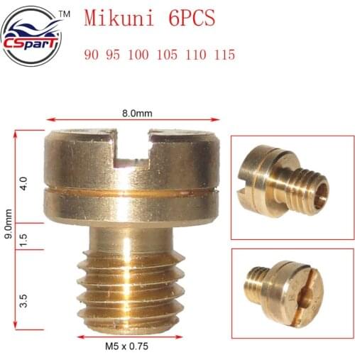 6PCS 8mm Large Round 9mm length Main Jets For Mikuni Carburetor VM16 VM22 VM24 VM26 125cc 150cc 200cc 250cc Dirt Pit Bike
