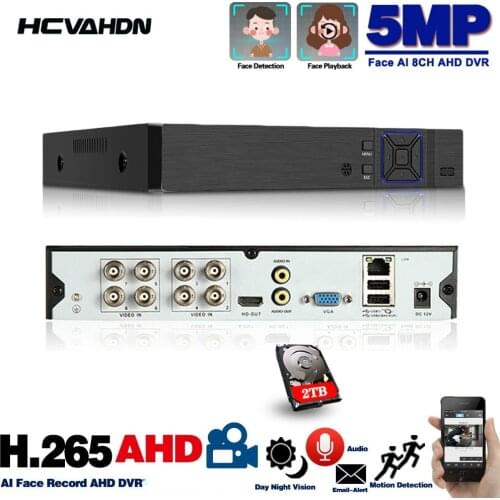 8 Channel AHD Video Recorder H.265 5MP 4MP 1080P 6 in 1 Hybrid DVR 8ch Wifi XVi TVi CVI IP NVR For Home CCTV Camera Surveillanc