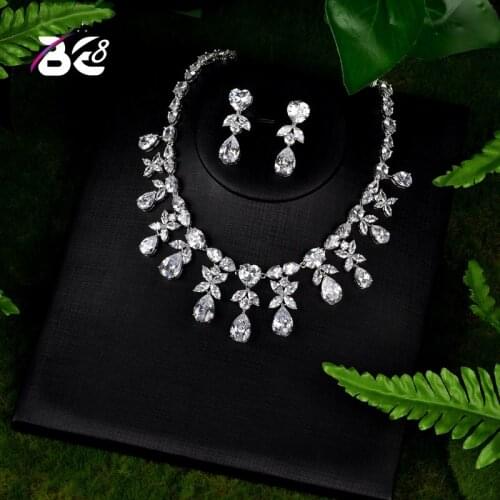 Be 8 Newest Sparking Brilliant AAA CZ Water drop design Necklace Earrings Wedding Bridal Jewelry Sets Dress Accessories S115
