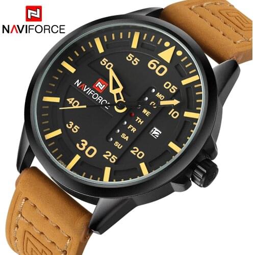 NAVIFORCE Luxury Brand Men Army Military Watches Mens Quartz Date Clock Man Leather Strap Sports Wrist Watch Relogio Masculino