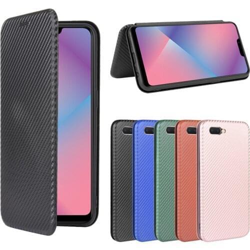 For OPPO A5 Case Carbon Fiber Flip Leather Case For OPPO A5 A 5 CPH1809 Business Magnetic Wallet Card Slot Slim Cover 6.2"
