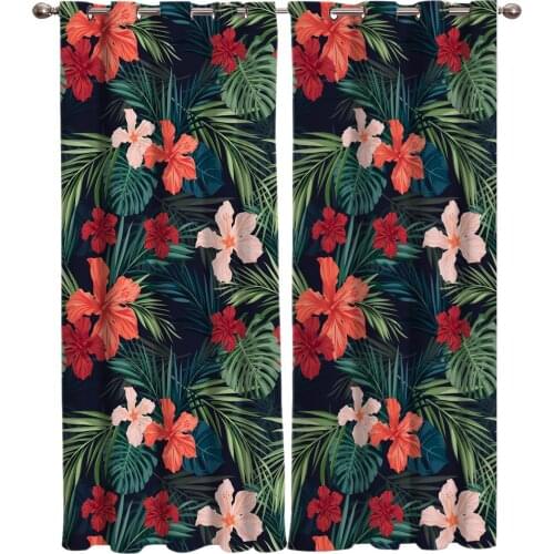 Flower Pattern Plant Dark Jungle Palm Bright Window Curtains Scenic Curtains for Living Room Decorative Items Living Room