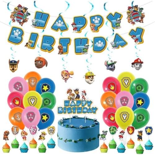 Paw Patrol Birthday Party Decorations Banner Cake Flag Baby Shower Party Supplies Wedding Decoration Topper Boy Girl Surprise