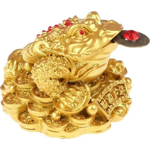 2021 New Feng Shui Money Toad Lucky Fortune Wealth Chinese Golden Frog Toad Coin Home Office Decoration Tabletop Ornaments Gifts