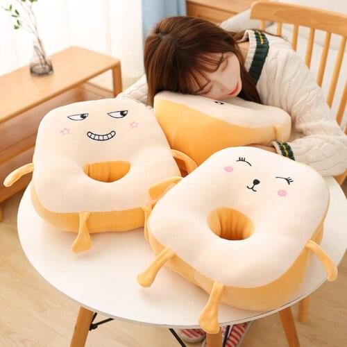 Kawaii Toast Bread Plush Pillow With Cute Funny expression Stuffed Toys Lunch Break Pillow Seat Chair Cushion Kids Girls Gift