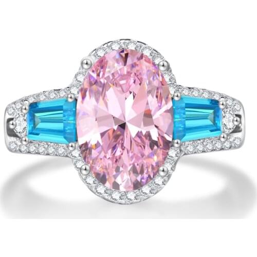 Luxury 100%925 8CT 8*12MM Oval Cut Ring For Women Wedding Party Fine Jewelry