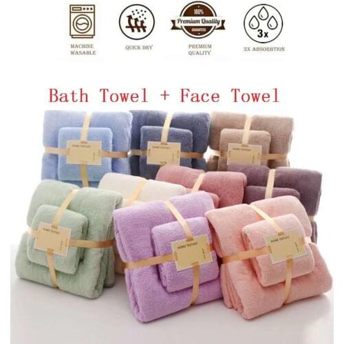 2pcs Luxury Super Large Towel Set High Absorbent Soft Bath Towel + Face Towels bath towels for adults cotton large