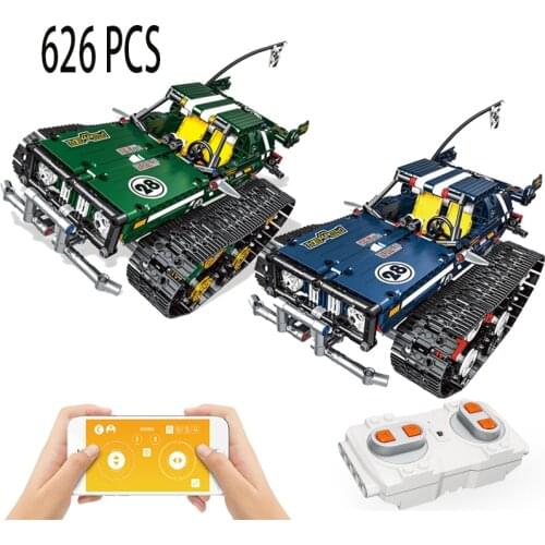 Technical Moc RC Tracked Stunt Racer Car Bricks Remote Control Electric Christmas Building Block Educational Toy For Children