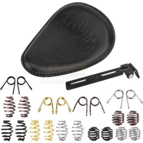 Motorcycle Leather Solo Seat w/Springs Bracket Mounting Kit For Harley Custom Chopper Bobber Honda Yamaha Kawasaki Suzuki