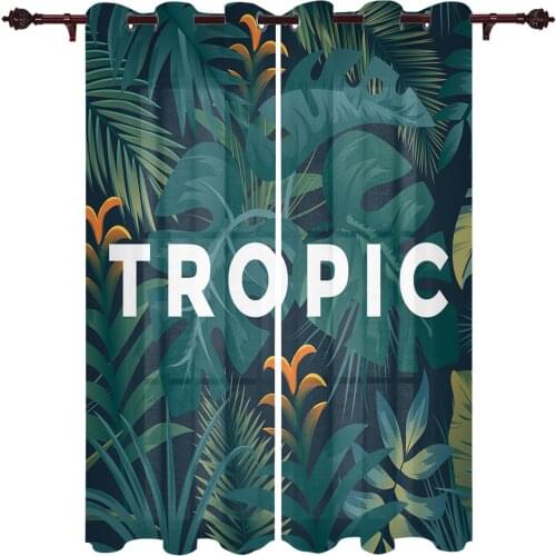 Summer Green Plant Curtains for Bedroom Kitchen Window Treatments Valance Curtains for Living Room