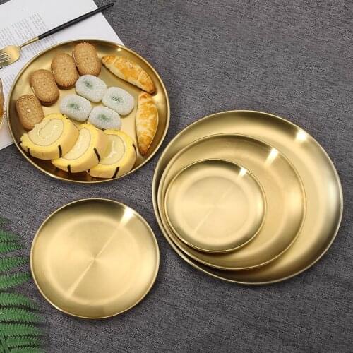 Nordic Style Dinner Plates Gold/silver Dining Serving Golden Dishes Round Cake Tray Western Steak Dessert Tray Kitchen Plates
