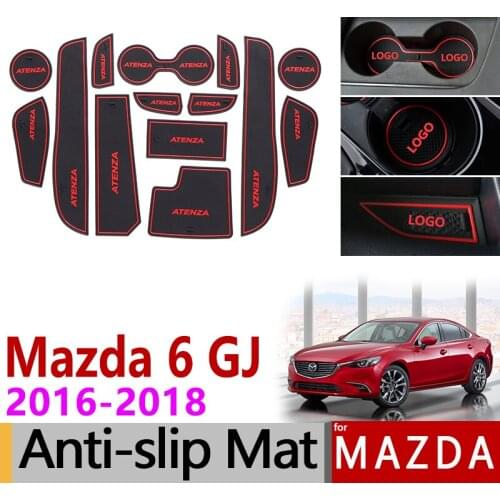Anti-Slip Rubber Gate Slot Mat Cup Mats for Mazda 6 2016 2017 2018 facelift GL GJ MK3 Atenza Sedan Wagon Accessories Stickers