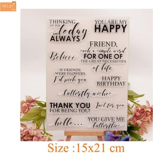 Happy Birthday Words Clear Stamps Cutting Dies Scrapbook Card Paper Craft Silicon Rubber Roller Transparent Stamps 2021 New