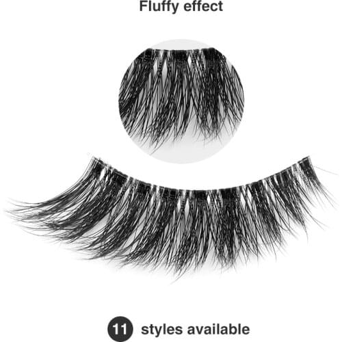 Genielash 1 Pair 3D Mink False Eyelashes Natural Volume Strip Eyelash Handmade Fake Lashes 11 Styles Faux Mink Eyelash Extension