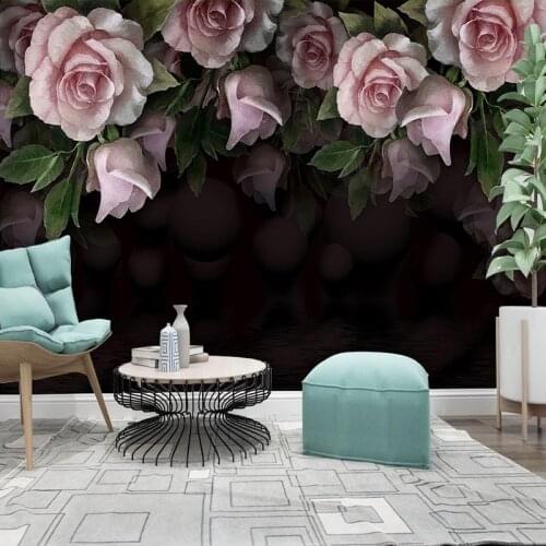 Self-Adhesive Wallpaper 3D Stereo European Style Retro Flower Black Photo Wall Murals Living Room Bedroom Waterproof Home Decor