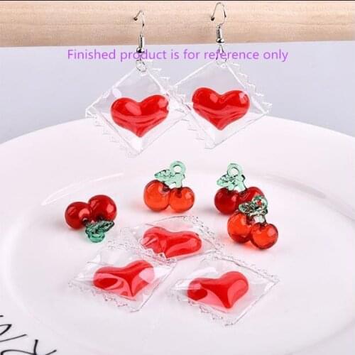 Diy jewelry making 30pcs/lot cute hearts/Cherry shape acrylic floating locket charms earring fashion pendants accessory