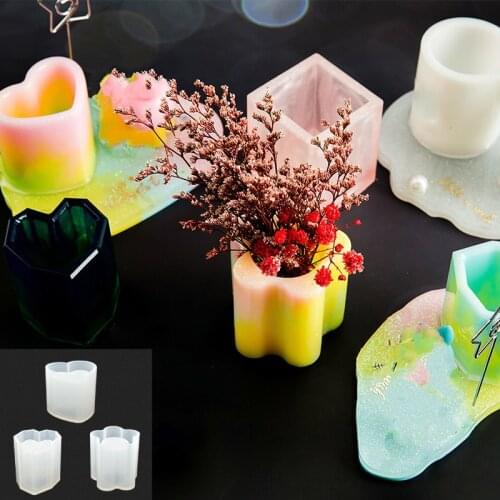 Silicone Mold Resin Decorative Craft Diy Storage Pen Holder Mould Epoxy Resin Concrete Molds Candle Pot Mold
