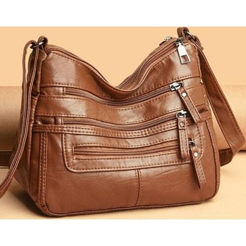 Soft Leather Shoulder Crossbody Bags For Women 2021 New Luxury Handbags Women Bags Designer Multi-pocket Messenger Bag Purses