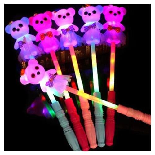 LED Light Up Panda Bear Stick Wand Fairy Flashing Funny Cartoon Pig Magic Wands Girls Performance Party Decor Kids Toy