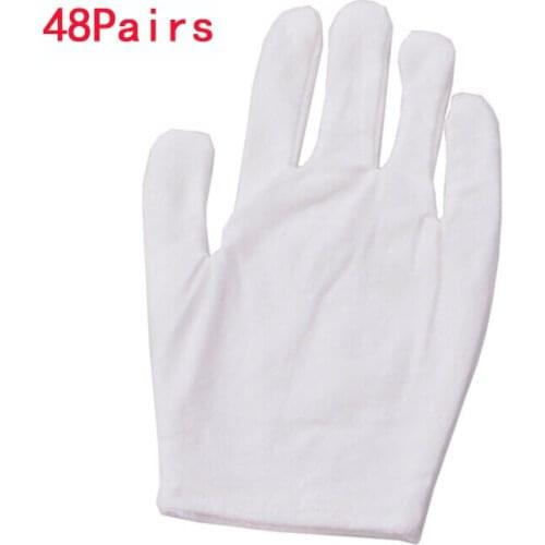 48Pairs White Thin Cotton Gloves for Inspection Work Coin Jewelry Lightweight Serving/Waiters/drivers Labor Protection Etiquette