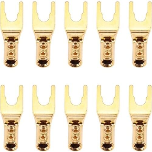 Spade Banana Plug Male Solder Wire Connector Gold Plated Copper Speaker Terminal Fork Spade Plugs Adapter