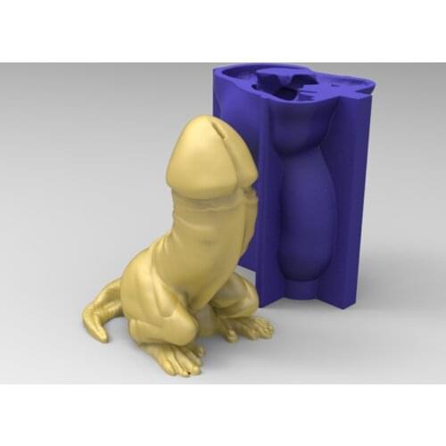 Funny Penis Head Lizard Dinosaur Body Shape Candle Epoxy Resin Mold Aromatherapy Plaster Silicone Mould DIY Crafts Ornaments Ca