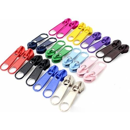 10Pcs 3# Nylon Zipper Pull Slider Head for DIY Repair Pillow Quilt Clothes Bag 13 Colors Zippers for Sewing Accessories