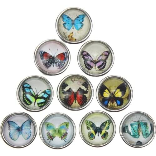 10pcs/lot New 12MM Snap Jewelry Butterfly Design Mini Metal Snap Buttons fit 12mm Snap Bracelet Bangle Earrings Necklace
